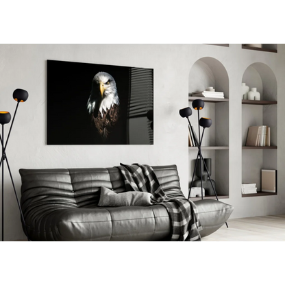 Majestic eagle wall art canvas print in black frame
