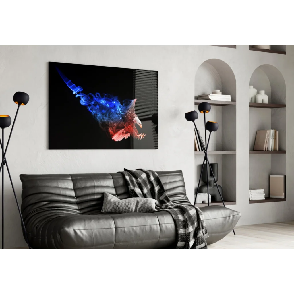 Patriotic Smoke Eagle Canvas Wall Art | Contemporary Home Wall Art | vintageantiquesgifts.com