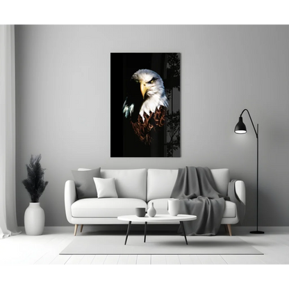 Majestic bald eagle black-and-white canvas wall art portrait on wall