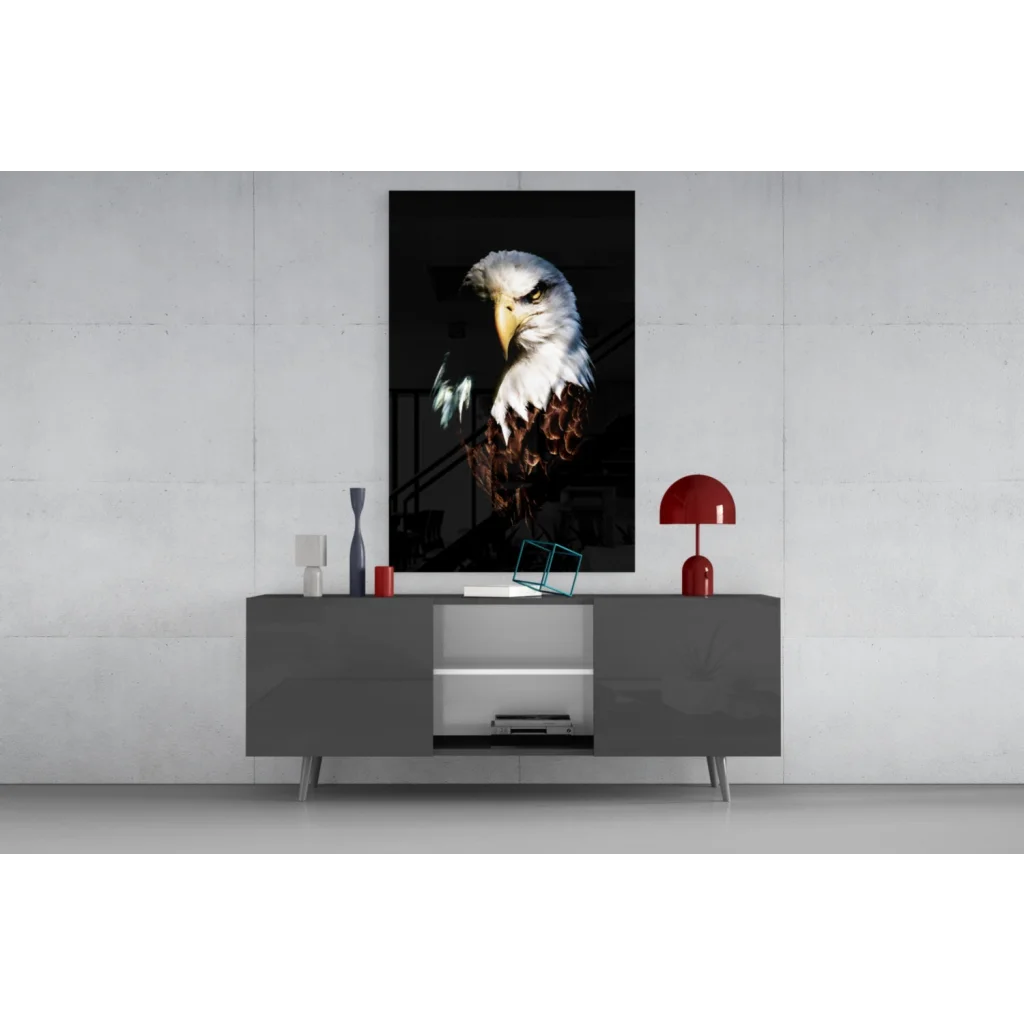 Majestic bald eagle canvas wall art portrait with black frame