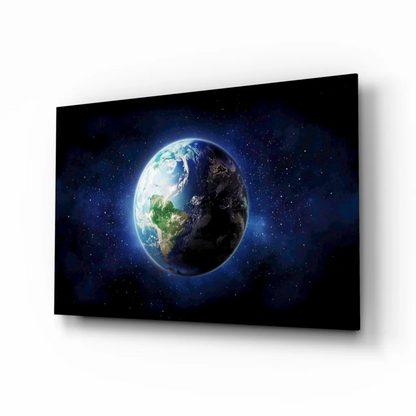 Earth From Space Canvas Wall Art With Starry Background | Insigneart USA | vintageantiquesgifts.com