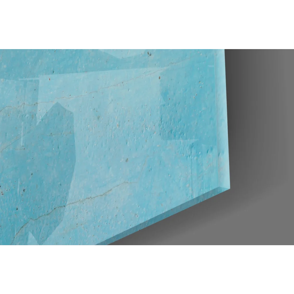 Stunning translucent light blue glass wall art block