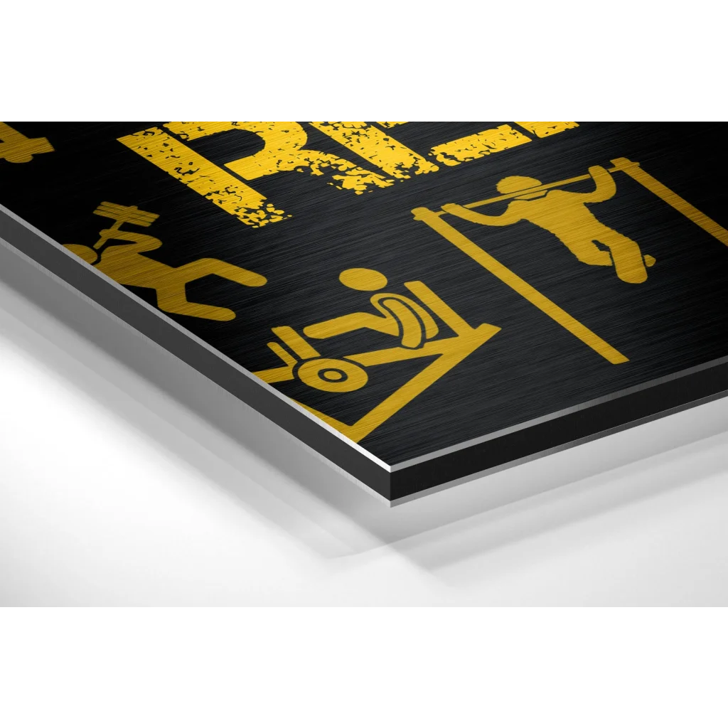 Gym Motivation Brushed Aluminium Dibond Wall Art Print | Glass Wall Art Print | vintageantiquesgifts.com