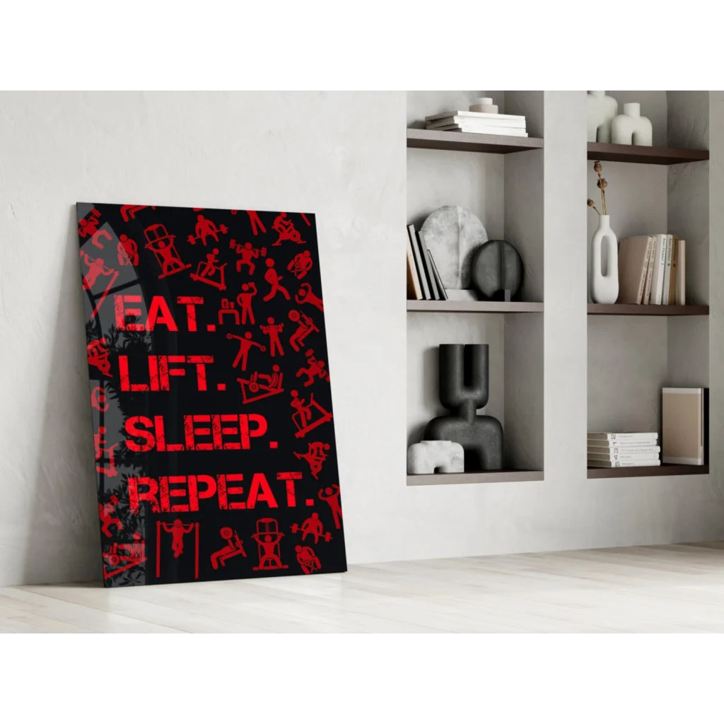 Bold red Eat text on black canvas wall art for modern homes
