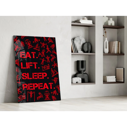 Bold red Eat text on black canvas wall art for modern homes