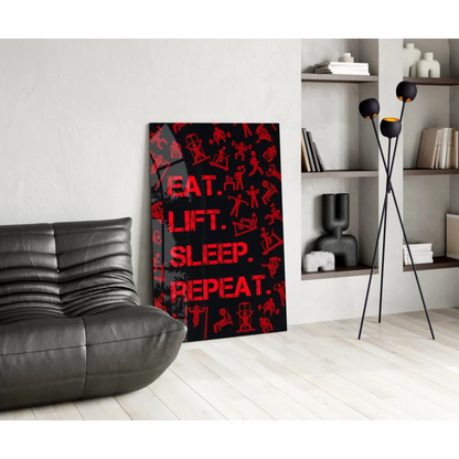 Bold red Eat text on black canvas wall art for modern homes