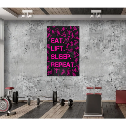 Vibrant pink Eat glass wall art statement piece