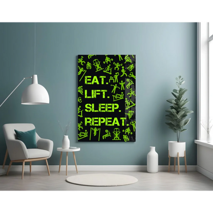 Vibrant neon green eat glass wall art print