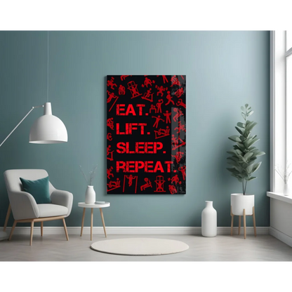 Bold red Eat text on black canvas wall art for modern homes