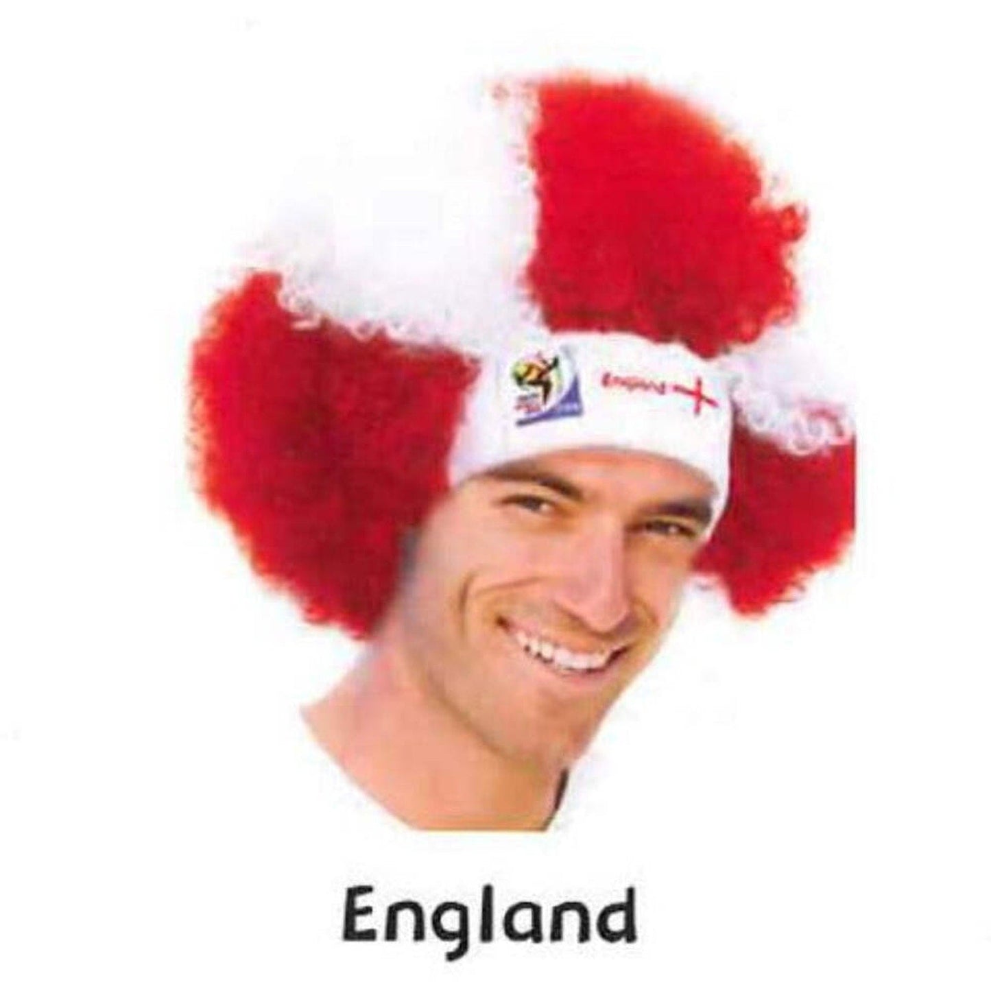 England World Cup Soccer Afro Wig 25-Count Case Pack – Official FIFA Licensed Retro Fan Gear