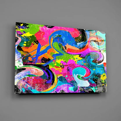 Neon Swirl Abstract Glass Wall Art Canvas Explosion | Glass Wall Art Print | vintageantiquesgifts.com