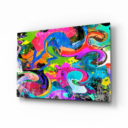 Neon Swirl Abstract Glass Wall Art Canvas Explosion | Insigneart USA | vintageantiquesgifts.com