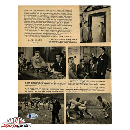 Vintage 1950s football magazine photo of Moose Krause and Earley signed