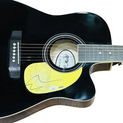 Ed Sheeran black acoustic guitar with autograph and yellow pickguard