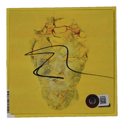 Yellow abstract art on canvas for Ed Sheeran Signed Subtract CD Insert with Beckett auth