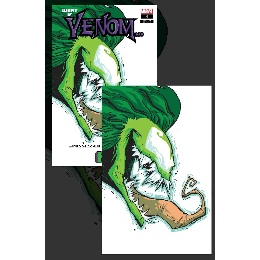 Eddie Brock Venom green dragon plush toy with sharp teeth comic cover