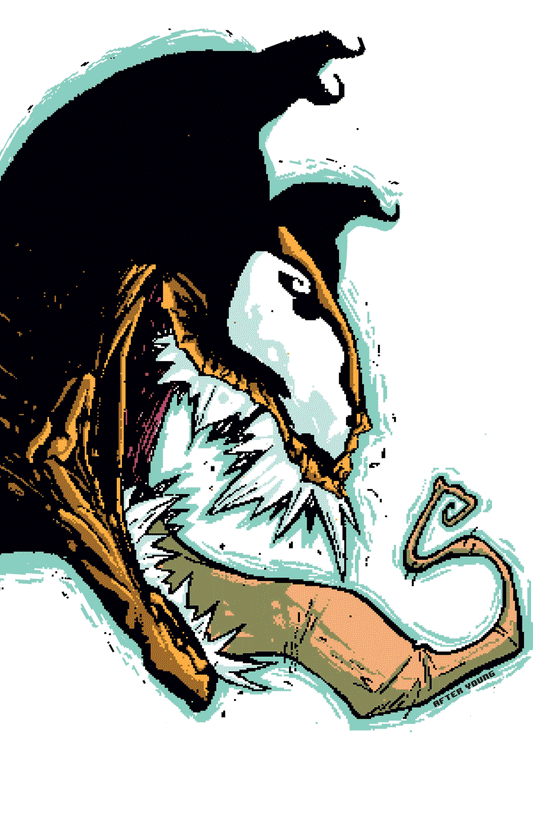 Eddie Brock Venom comic jester hat with gold accents