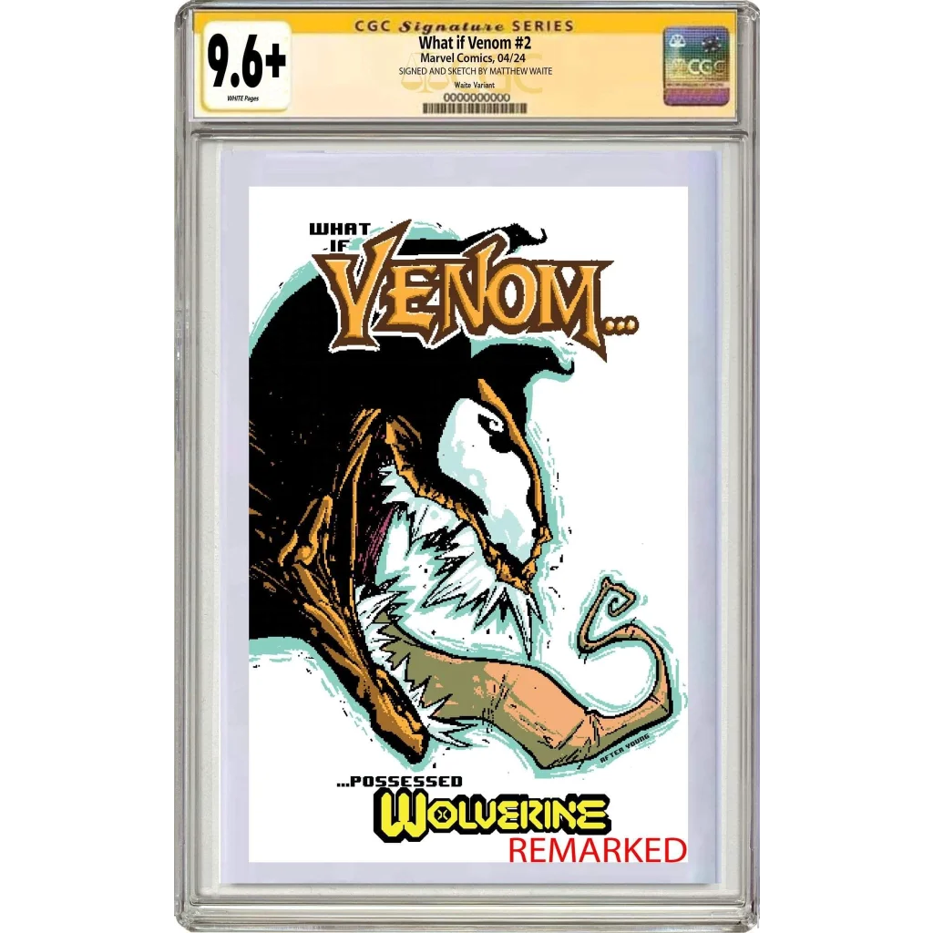 Eddie Brock Venom comic book cover collectible with 9.6 graded Wolverine action