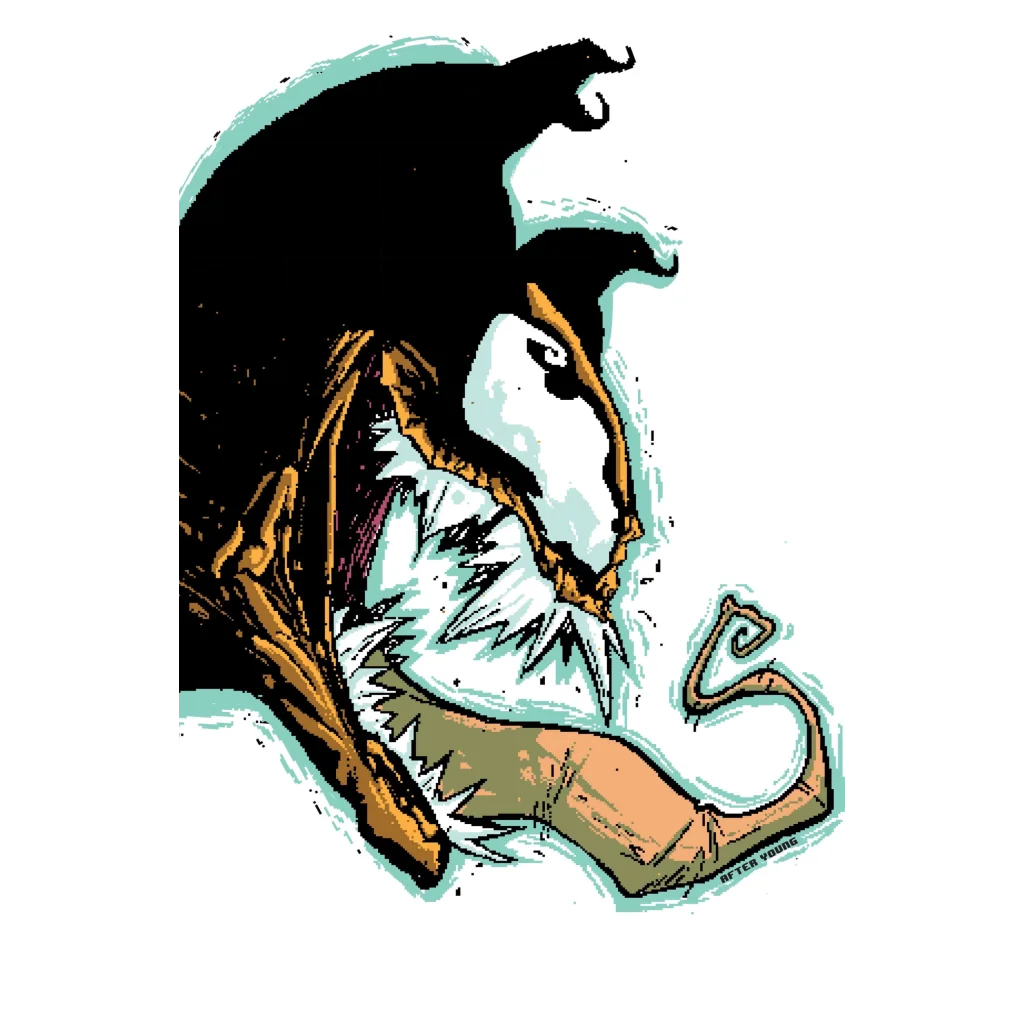 Eddie Brock Venom symbiote joker mask in black and white with green accents