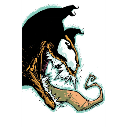 Eddie Brock Venom symbiote joker mask in black and white with green accents