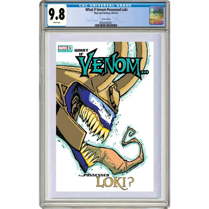 9.8 graded Venomized Loki comic with Eddie Brock symbiote variant cover