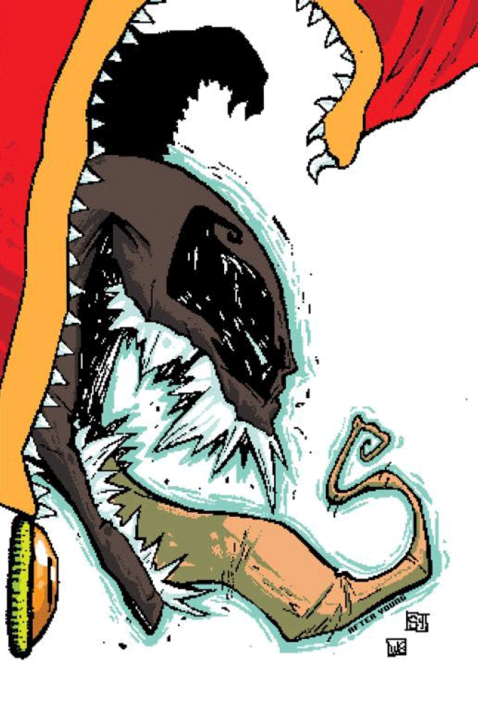 Eddie Brock Venom shark plush toy with yellow orange accents