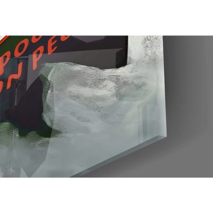 Translucent frosted glass wall art with wave pattern, seagull reading book print