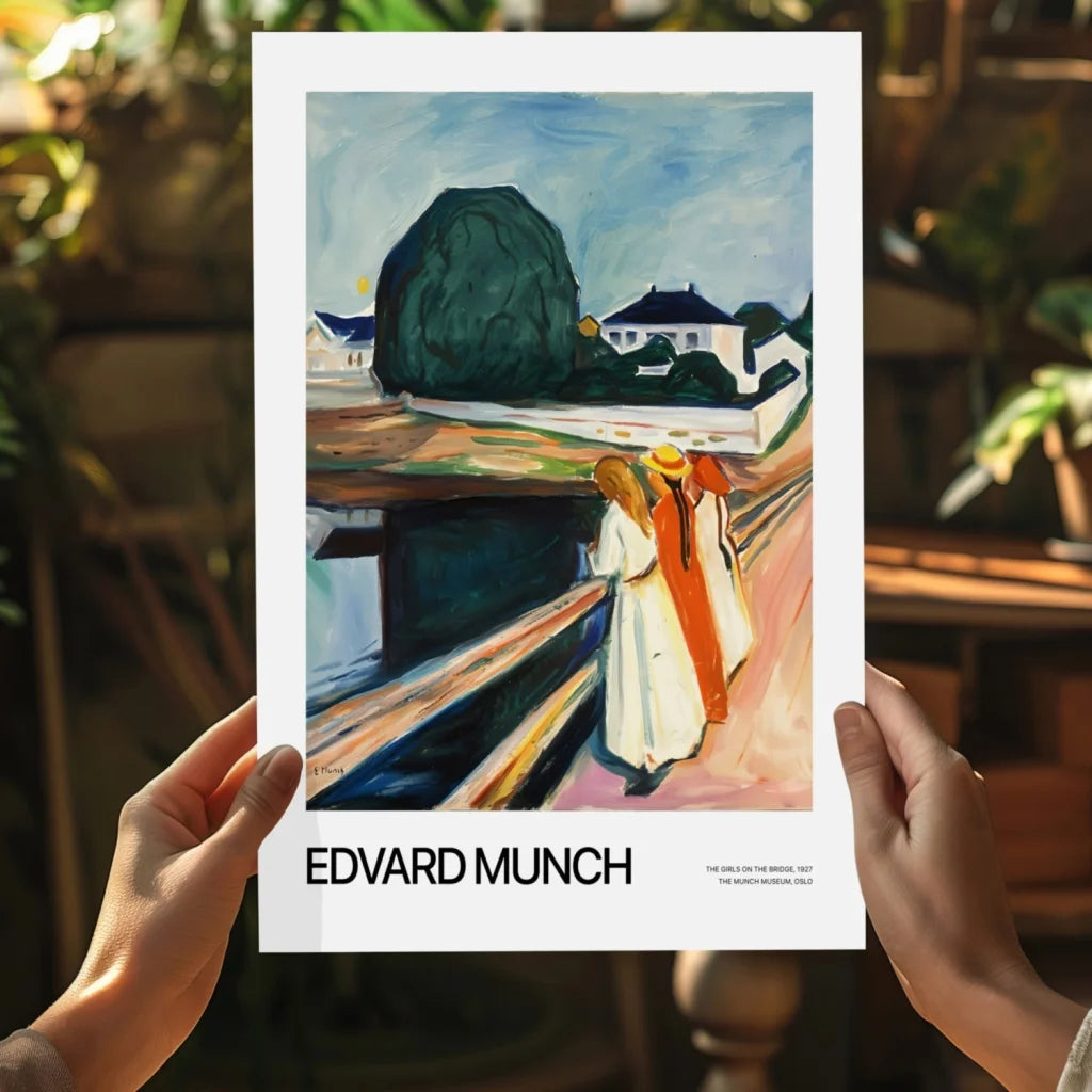 Edvard Munch 20x30 aluminum art print with skull chain vase set