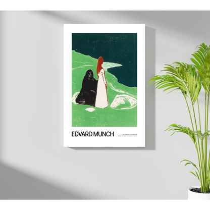 Edvard Munch stylized figures aluminum art print in green teal