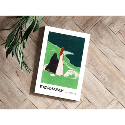 Edvard Munch stylized figures aluminum art print in green teal