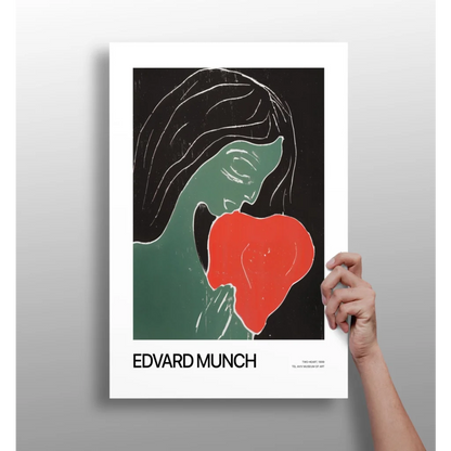 Edvard Munch green red abstract face aluminum art print poster