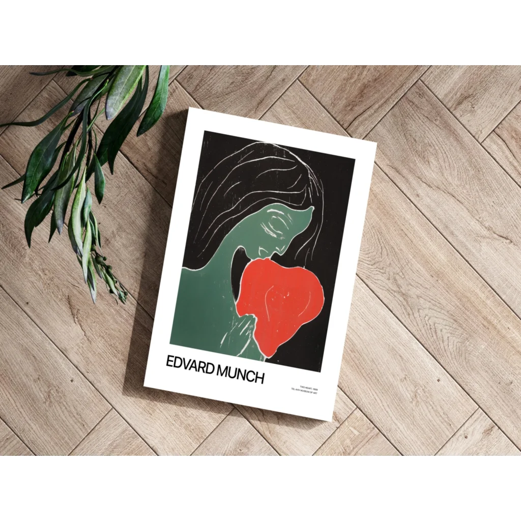 Edvard Munch green red abstract face aluminum art print poster