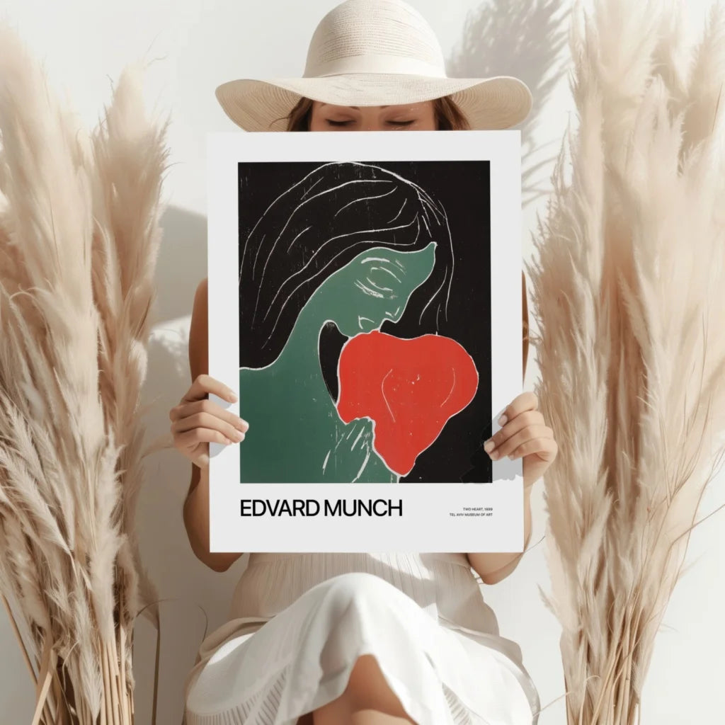 Edvard Munch green red abstract face art print on aluminum