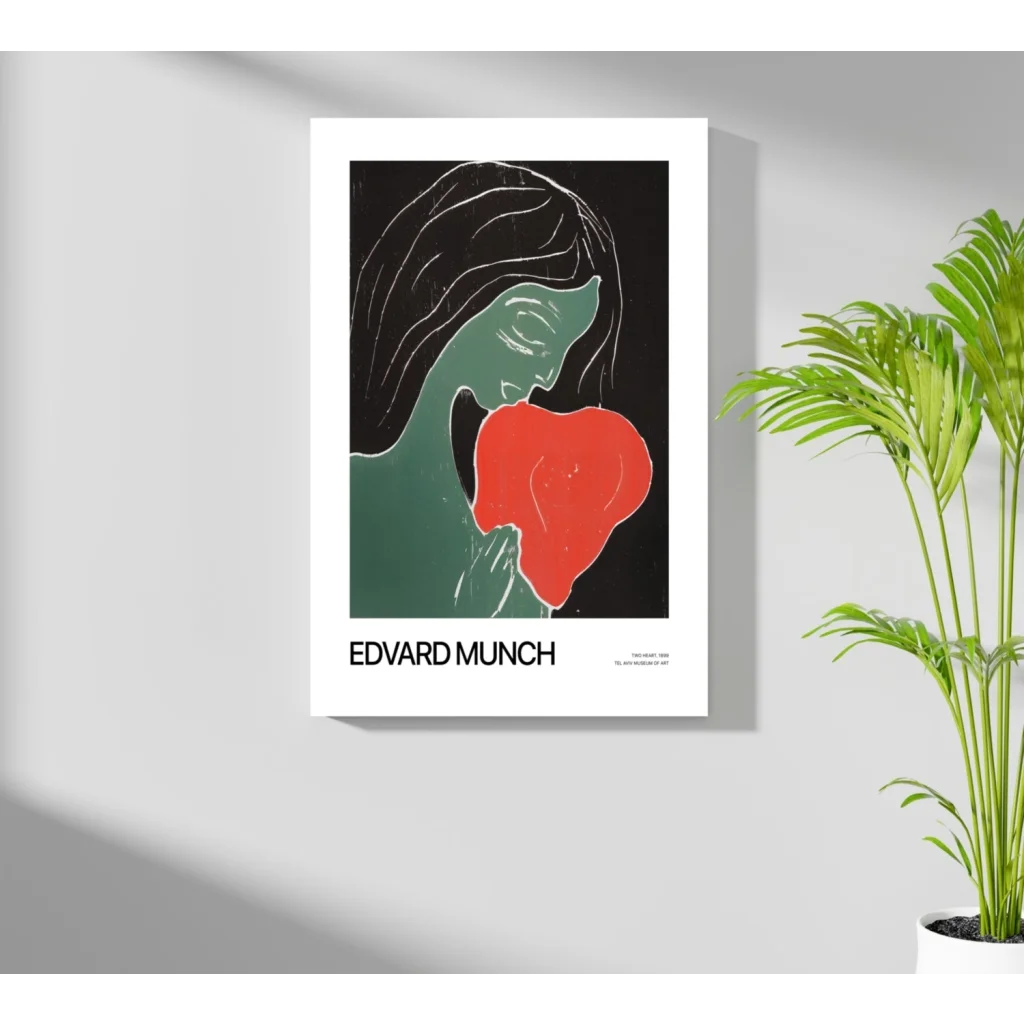 Edvard Munch green red abstract face aluminum art print poster