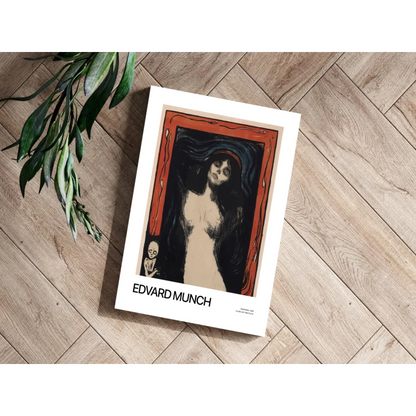 Edvard Munch framed aluminum print in moody red and black tones