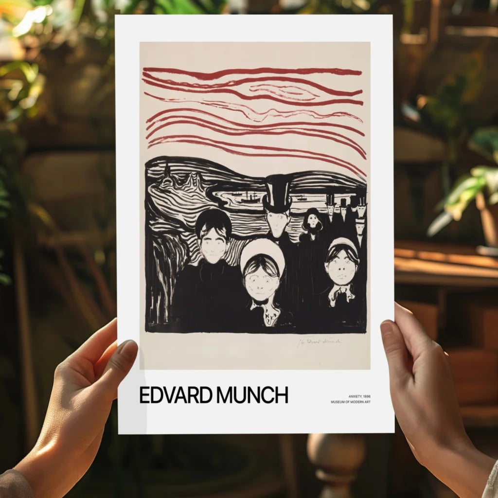 Vintage Edvard Munch The Scream print in red black on cream for modern homes