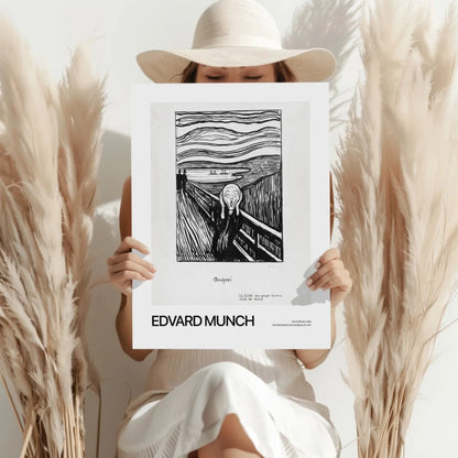 Edvard Munchs The Scream poster on aluminum print with white frame