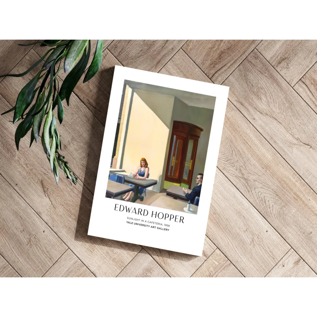 White-framed Edward Hopper Sunlight in a Cafeteria 1938 on Insigne aluminum print