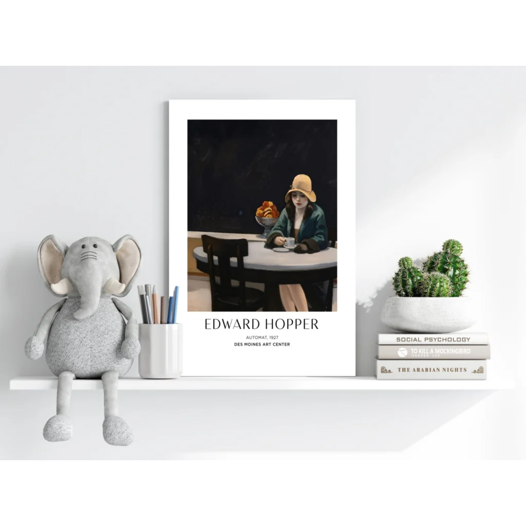 Insigne aluminum prints of Edward Hoppers 1927 Automat with woman in yellow hat