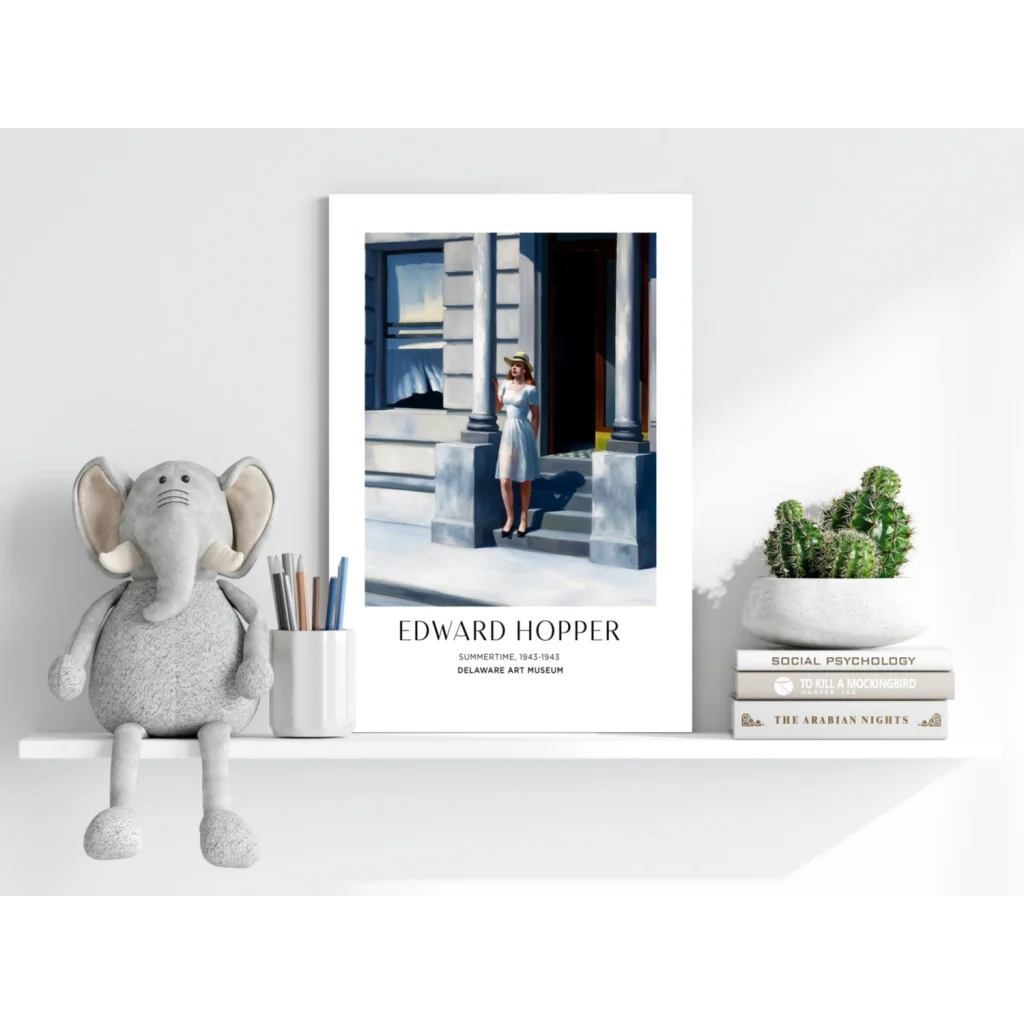 White-framed Edward Hopper Summertime insigne aluminum print
