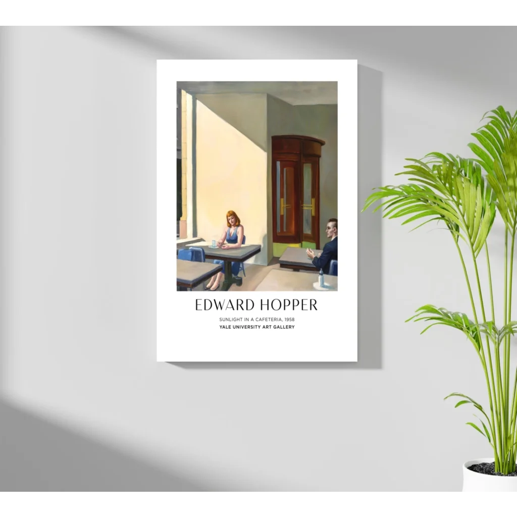 Framed Hopper Sunlight in a Cafeteria 1958 insigne aluminum print