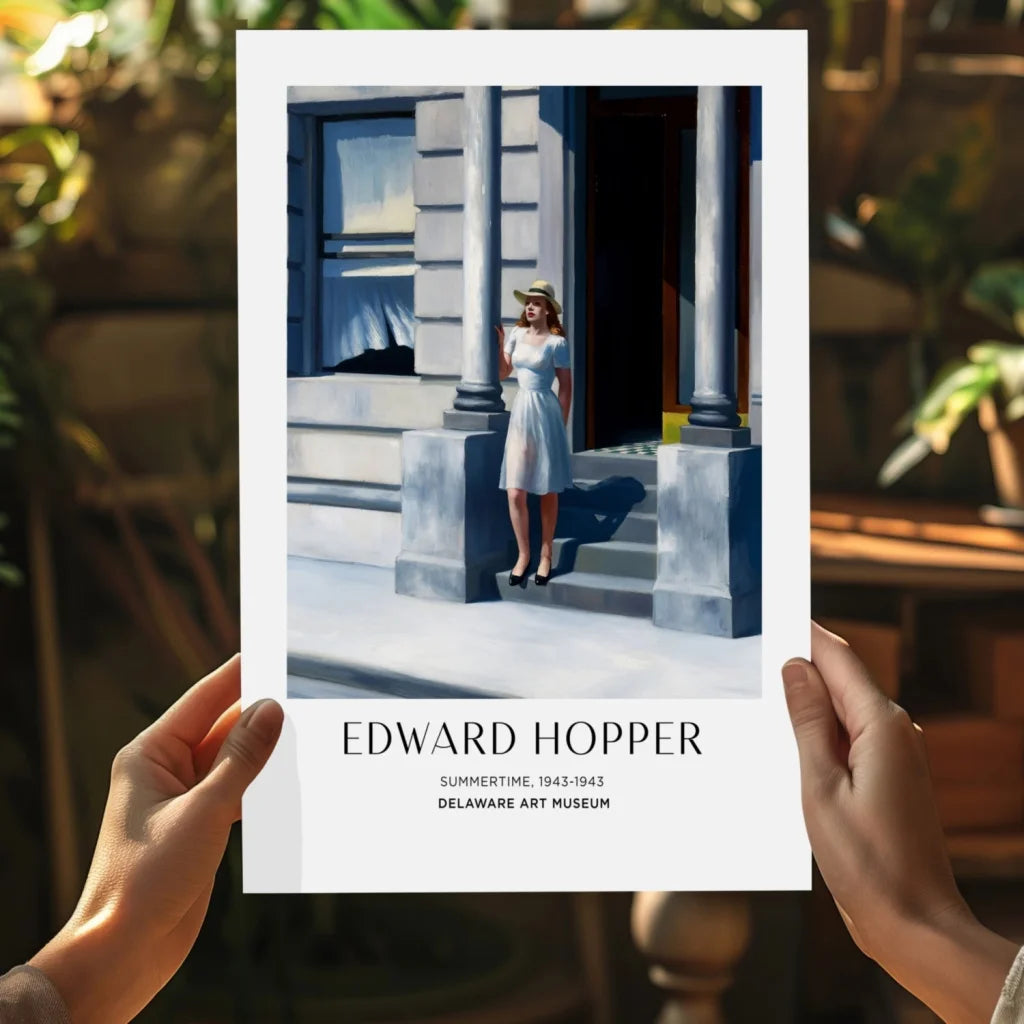 Edward Hopper Summertime insigne aluminum print of woman in blue dress