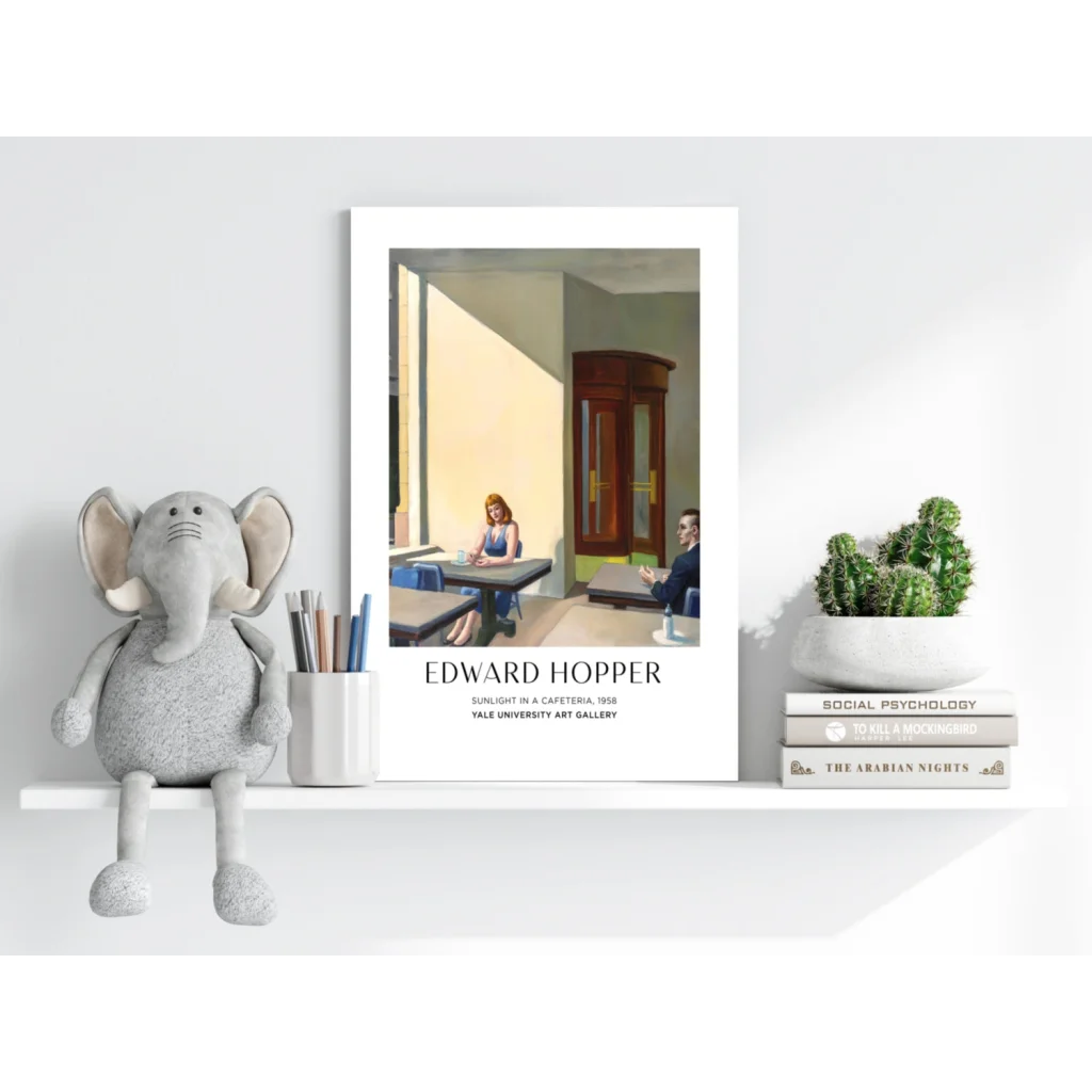 White-framed Hopper Sunlight in a Cafeteria 1958 insigne aluminum print