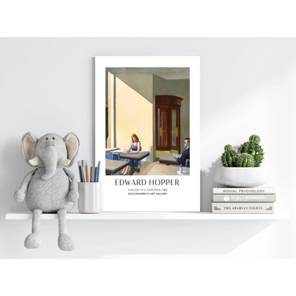 White-framed Hopper Sunlight in a Cafeteria 1958 insigne aluminum print