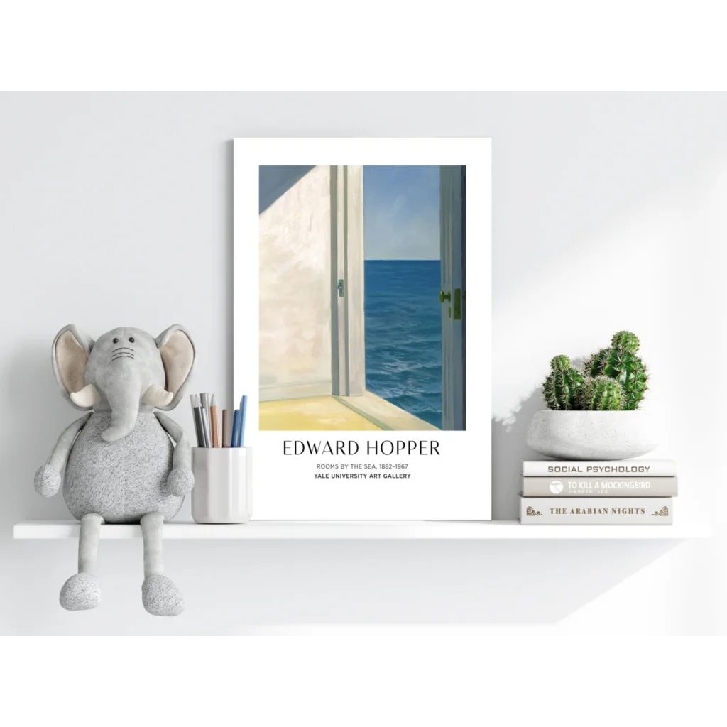 Insigne aluminum prints of Hopper Rooms by the Sea poster with ocean view