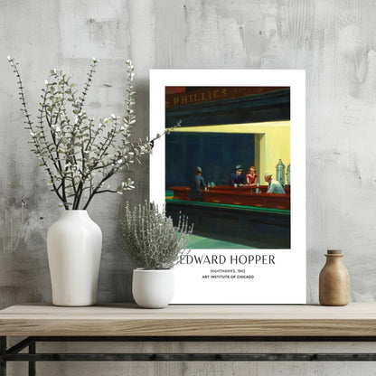 Hopper Nighthawks Framed Print Brings Classic Diner Vibes Home | Glass Wall Art Print | vintageantiquesgifts.com