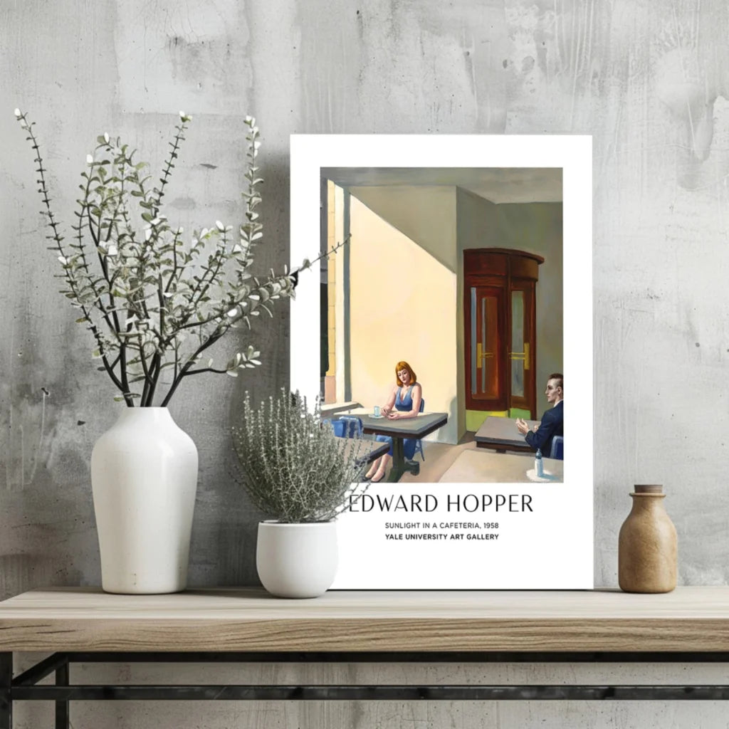 White-framed Hopper Sunlight Cafeteria on insigne aluminum print shelf