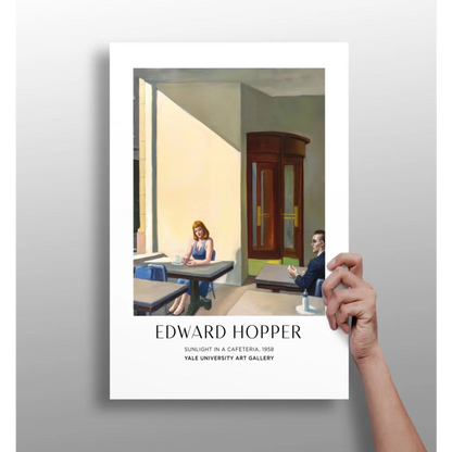 White-framed Hopper Sunlight in a Cafeteria aluminum print at Yale