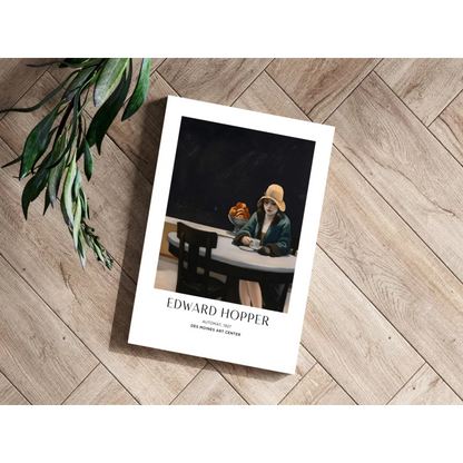 White-framed Insigne aluminum print of Edward Hoppers Automat with woman in yellow hat