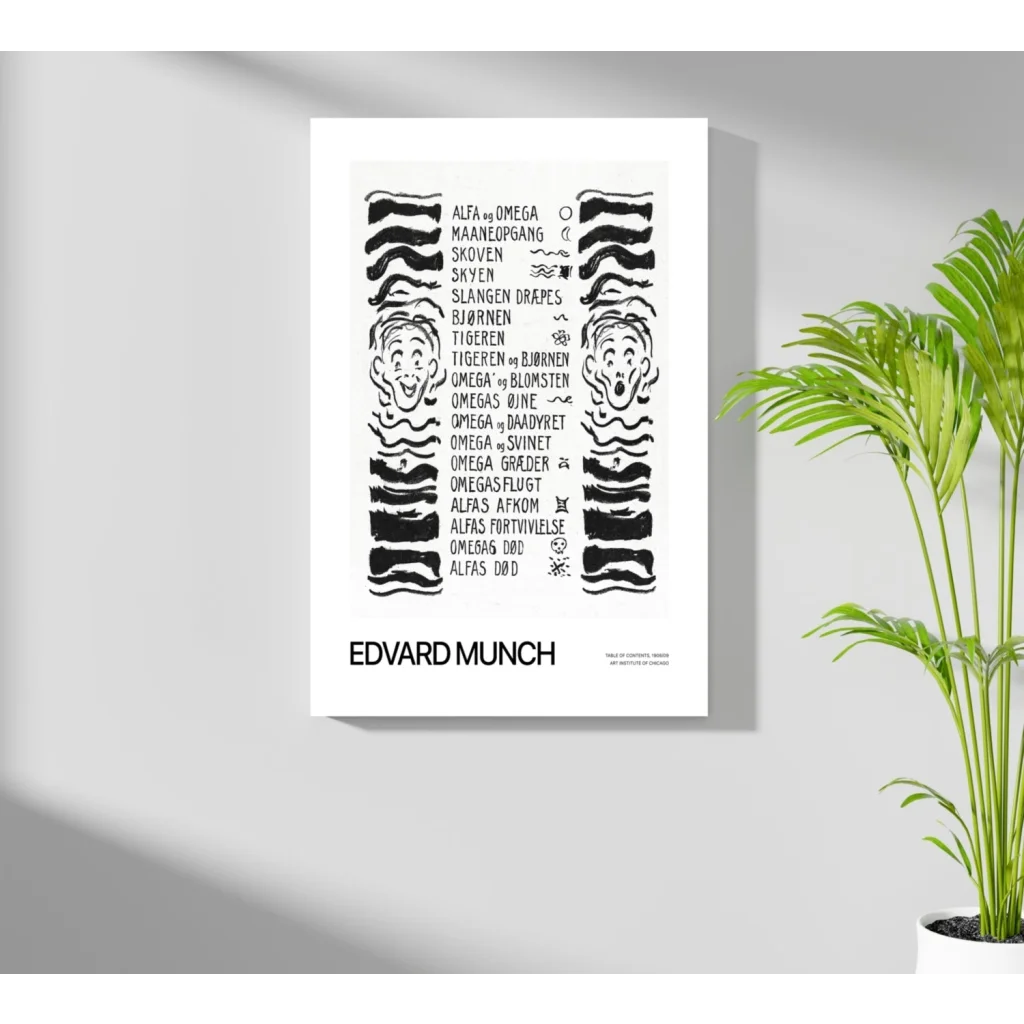 Insigne aluminum prints of Edvard Munch scream art in black and white